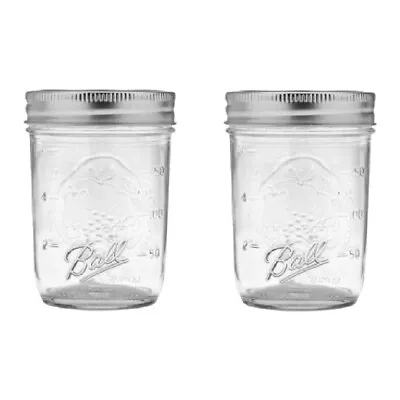 Ball Mason Regular Mouth Half Pint 8 Oz Single Jar W/ Lid And Band Glass 2-Pack • $11.95