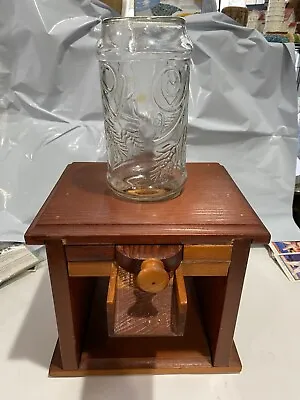 Vintage Wooden And Glass Peanut Dispenser 9 W X 7.5 D X 15  H • $31