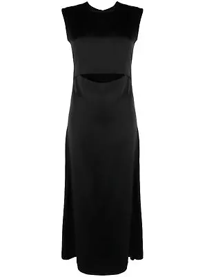 LOULOU STUDIO Ladies Black Satin Copan Cut-Out Midi Dress Size XS RRP335 NEW • £234.50