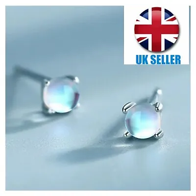 MoonStone Tiny 925 Sterling Silver Bead Stud Earrings Womens Girl Jewellery Gift • £5.99