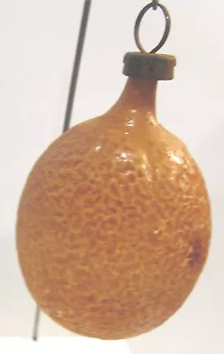 Vintage Feather Tree Glass Christmas Ornament Embossed Lemon Dark Yellow Orange • $22