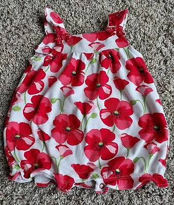 Gymboree 3-6 Month Poppy Friends White Red Floral Bubble Romper Layette • $8