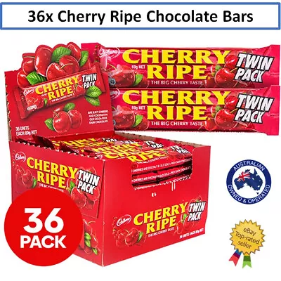 36x Cadbury Cherry Ripe Twin Bars Sweet Snack Treat Work School Cherry Taste • $89.90