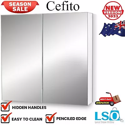 Cefito 750MM X720MM Bathroom Vanity Mirror Shaving With Storage Cabinet - White • $130.59