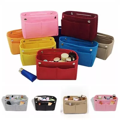 Women Travel Organiser Handbag Felt Bag Tote Insert Liner Purse Pouch Storage • £6.39