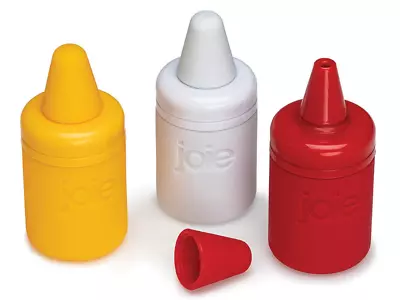 Joie Mini Condiment Containers 3Pc Set. Refillable Red White And Yellow Bottl • $8.70