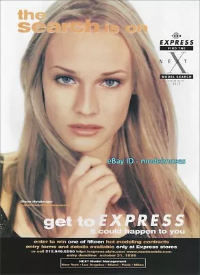 EXPRESS/NEXT Model Search 1-Page Magazine PRINT AD 1998 DIANE KRUGER Heidkruger • $10