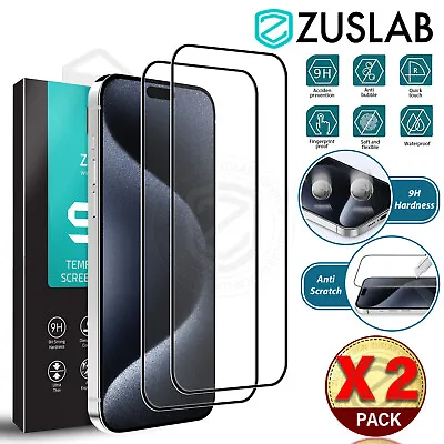 $10.95 • Buy IPhone 15 Pro Max Plus ZUSLAB FULL Tempered Glass Screen Protector For Apple X 2