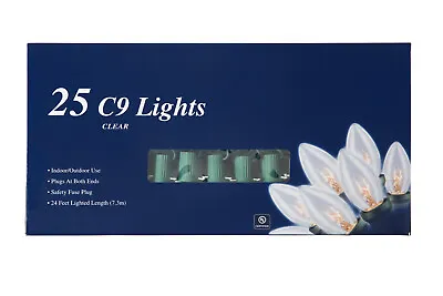 25 Ft Christmas Light String With Clear White C9 Light Bulbs For Indoor/Outdoor  • $18.99
