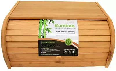 Premium Bamboo Bread Box Bread Storage And Organizer Organizer For Kitchen • $31.11