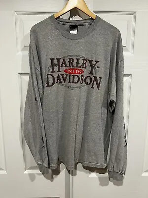 Harley Davidson Size 2XL Long Sleeve Hit Las Cruces NM T Shirt Gray Y2K • $40