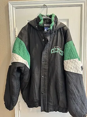 VINTAGE Boston Celtics Hooded Zip Up Starter Jacket XL 90s • $150