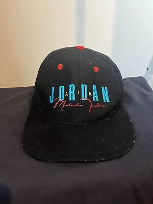 Vintage Nike Air Jordan Michael Jordan Snapback Cap Wool 90s Signature Blue Red • $90