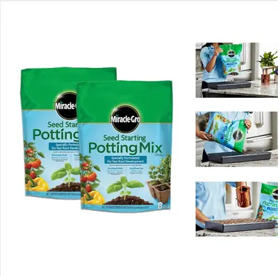 2-Pack Miracle-Gro Seed Starting Potting Soil Mix-16 Qt For Optimal Plant Growth • $17.10