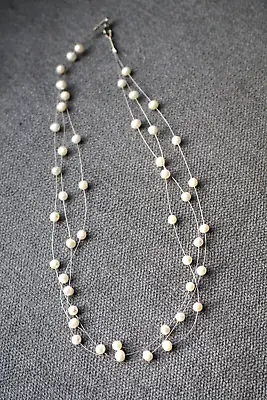 AAA Cultured Pearl  3X1 Necklace 925 Sterling NWOT • $14.95