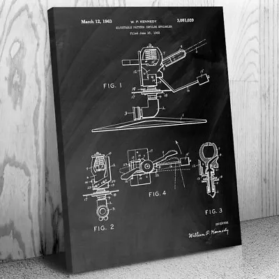 Impulse Sprinkler Patent Canvas Print Sprinkler Blueprint Lawn Care Art • $59.95