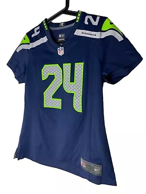 Nike Seattle Seahawks Marshawn Lynch Jersey Women Med On Field Blue Authentic  • $64