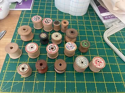 18 Wooden Empty Cotton Reels Spools For Kids Crafts & Modelling Materials • £2