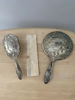 Vintage 3 Piece Silver Plated Dresser Vanity Set Brush Comb And Mirror Davco HK • $11.81