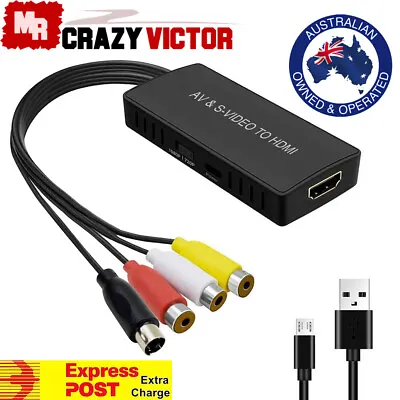 SVideo To HDMI Converter S-Video And 3RCA CVBS AV To HDMI Adapter 1080P/720P • $19.95