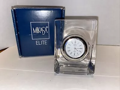 Mikasa Elite Solitaire Square Lead Crystal Clock Austria T8 I 45/868 - Works! • $19.95