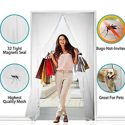 Magic Fly Insect Door Mesh Curtain Magnetic Screen Fastening Net Screen Bug Fly • £6.49