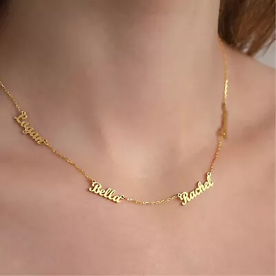 Personalized Family Name Necklace 21K Gold Plated Pendant Customize Jewelry • £8.47