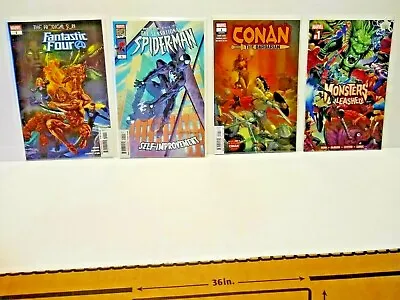 Marvel & DC Comics Lot Of 4 Conan Spiderman Monsters Unleashed Fantastic 4 • $15