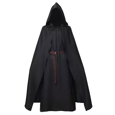 Halloween Sorcerer Robe For Men Medieval Wizard Renaissance Hooded Cloak Cosplay • $51.99