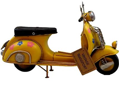 Yellow Scooter Tin Plate Model Lambretta? Vespa? Ornament Retro New • £27.95