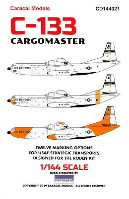 Caracal Decals 1/144 DOUGLAS C-133 CARGOMASTER Strategic Transport • $13.50