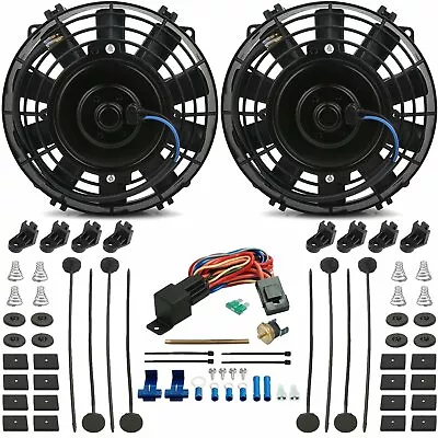 $89.95 • Buy Dual 8-9 Inch Electric Fan Radiator Fin Probe 180'f Thermostat Switch Wiring Kit