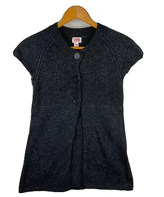 Mossimo Cardigan Womens Medium Gray Waffle Knit Short Sleeve Mock Neck • $8.59