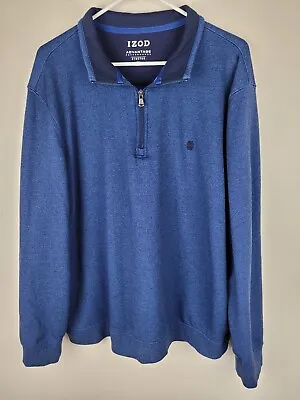 Mens Sweatshirt 2XL XXL Blue Fleece Lined Zip Mock Neck Long Sleeve Thermal • $15.98