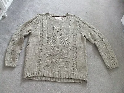 £3 • Buy LADIES JUMPER By FALMER SIZE 16. CHUNKY KNIT ARRAN CABLE PATTERN OWL MOTIF