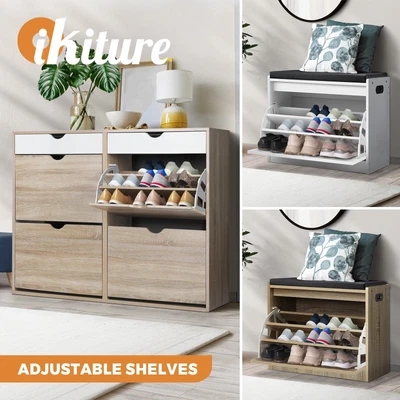 $80.90 • Buy Oikiture Shoe Storage Cabinet Shoes Rack Shoe Bench Cupboards Organiser Shelf