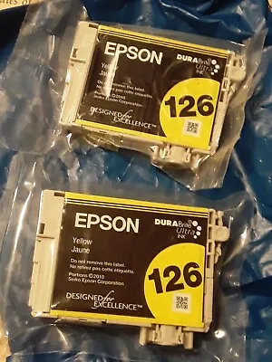 2 YELLOW EPSON 126 Ink Cartridges -- Sealed  - 2 EPSON 126    NEW  Open Box • $16.07