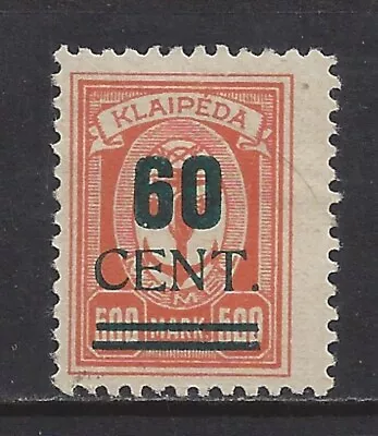 Germany 1923 Plebiscite MEMEL  60 C. On 500 Mark Lithuanian Issue  Mint* $ 150.0 • $50
