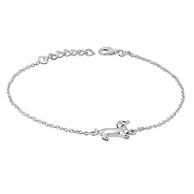 925 Sterling Silver Dachshund Puppy Dog Charm Bracelet Adjustable • $29.99