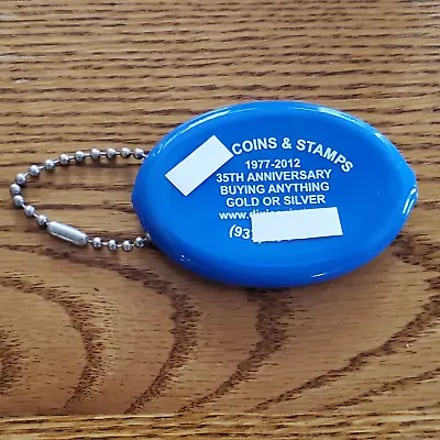 Vtg Squeeze Rubber Coin Purse Change Holder Advertising-BLUE • $8.99