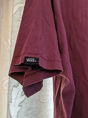 VANS Burgundy T Shirt Short Sleeve Size X-Large 100% Cotton Classic Fit • £4.99
