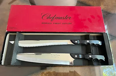 J VINTAGE CHEF MASTER KITCHEN DELITE KNIFE SET W BOX-JAPAN GRIP CHEFMASTER Black • $39.99