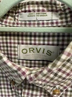 Orvis 100% Soft Cotton Check Shirt Pocket Size L BNWOT • £24.99