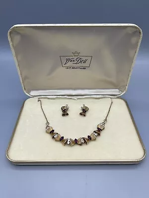 Vintage Van Dell  12kGF  Gold  Purple Necklace & Screw Back Earrings Set • $47