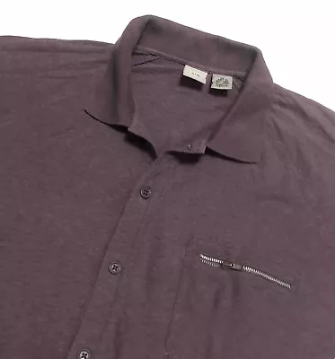 VtG Mens Armani Exchange A/X Button Up Zipper Pocket S/S Linen Down Shirt XL/L • $5.98