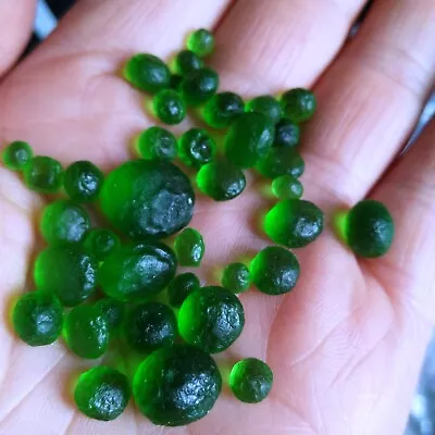 Green GEM MOLDAVITE Meteorite Impact Glass Czech  - 36Pc / 11.31g • $0.01