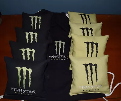 8 Quality Embroidered Cornhole Bags! Monster Energy & Carrying Bag/Backpack! • $55.99