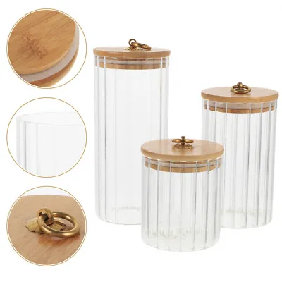  3 Pcs Glass Jar With Ring Lid Spaghetti Container Candy Buffet Containers • £37.99