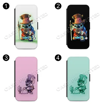 £9.36 • Buy Mad Hatter Lilo And Stitch Flip Wallet Phone Case Cover For All IPhone & Samsung