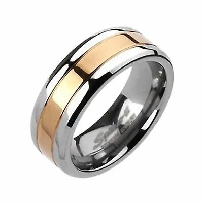 Titanium Rose Gold Ring Mens Classic Wedding Band 8mm Sizes 9-12 Anniversary • $19.99